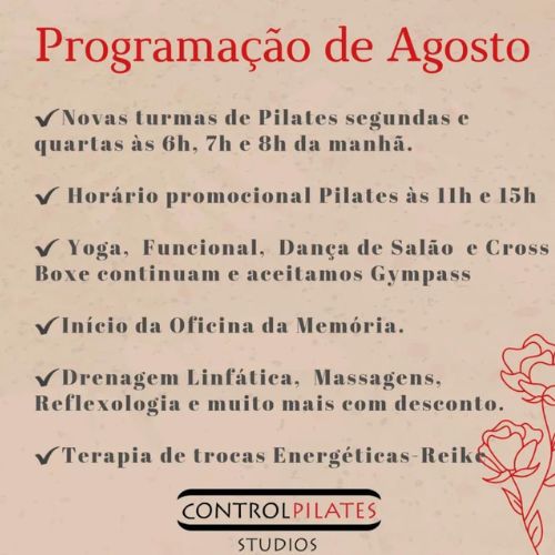 Publicação do ControlPilates no Instagram